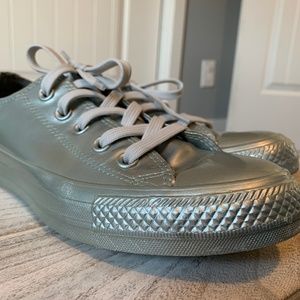 Metallic Silver Converse All Stars, US 5.5